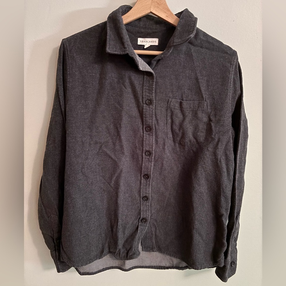 Tradlands Charcoal Button-Up Shirt Cotton Womens Large